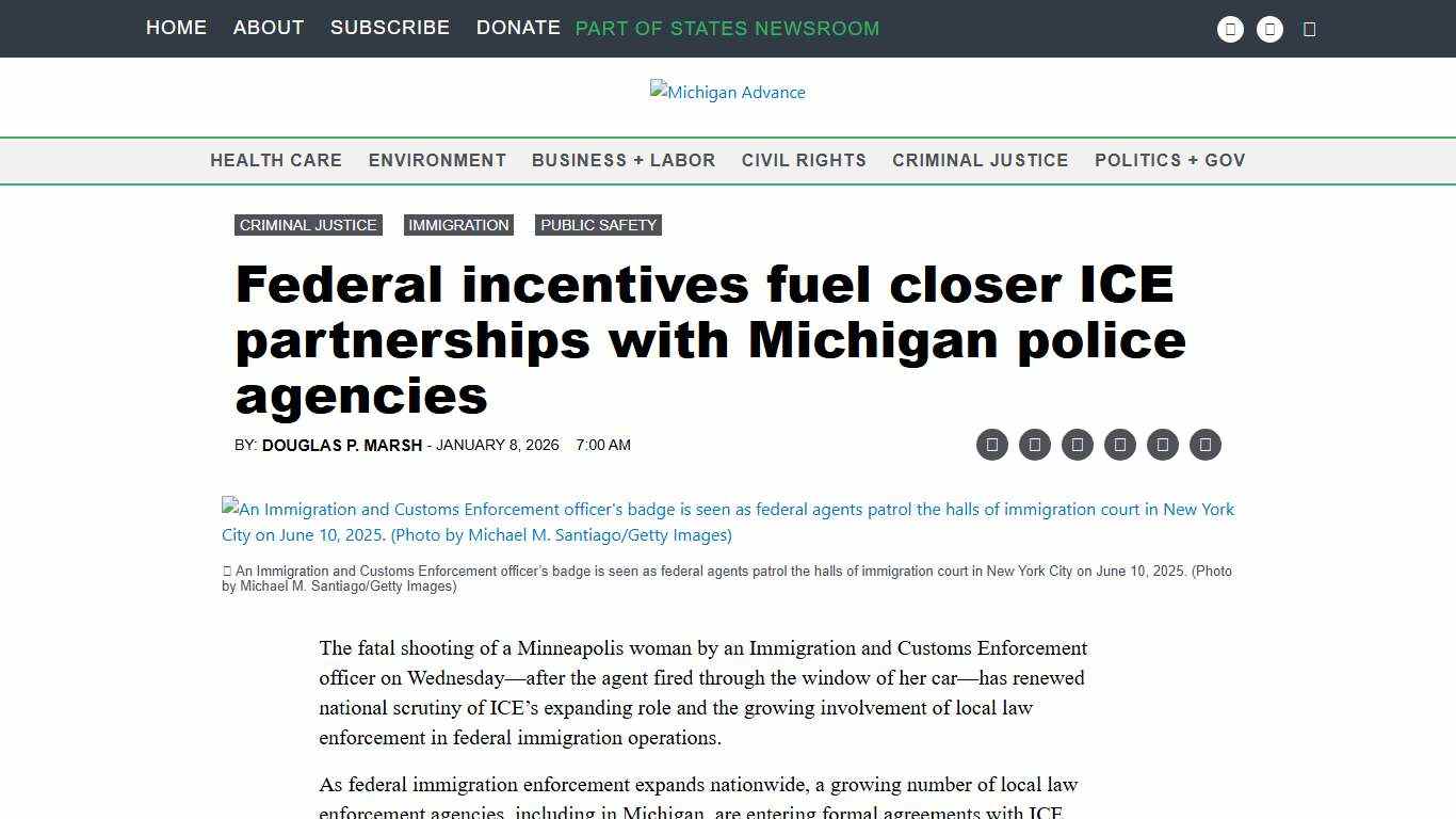 Federal incentives fuel closer ICE partnerships with Michigan police agencies • Michigan Advance